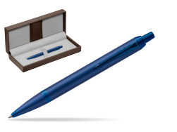 Parker IM PROFESSIONALS MONOCHROME BLUE Ballpoint Pen in the brown leather box