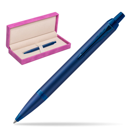 Parker IM PROFESSIONALS MONOCHROME BLUE Penna a Sfera in suede box fuchsia