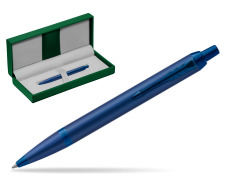 Parker IM PROFESSIONALS MONOCHROME BLUE Ballpoint Pen in the green leather box