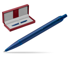 Parker IM PROFESSIONALS MONOCHROME BLUE Ballpoint Pen in the red leather box