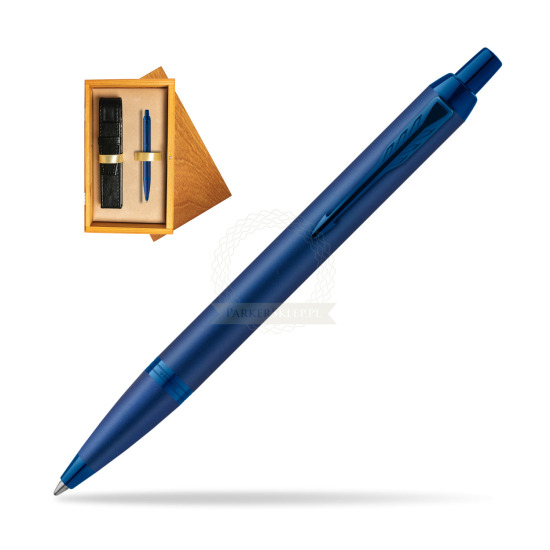 Parker IM PROFESSIONALS MONOCHROME BLUE Penna a Sfera in single wooden box Honey Single Ecru