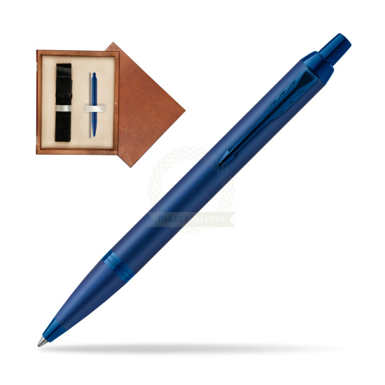 Parker IM PROFESSIONALS MONOCHROME BLUE Penna a Sfera in single wooden box Mahogany Single Ecru