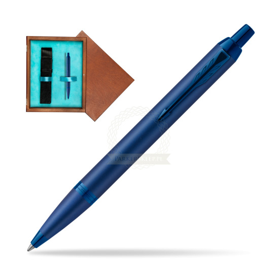 Parker IM PROFESSIONALS MONOCHROME BLUE Penna a Sfera in single wooden box Mahogany Single Turquoise 