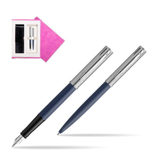 Waterman Fountain Pen + Ballpoint Pen Allure Deluxe Blue in suede box fuchsia