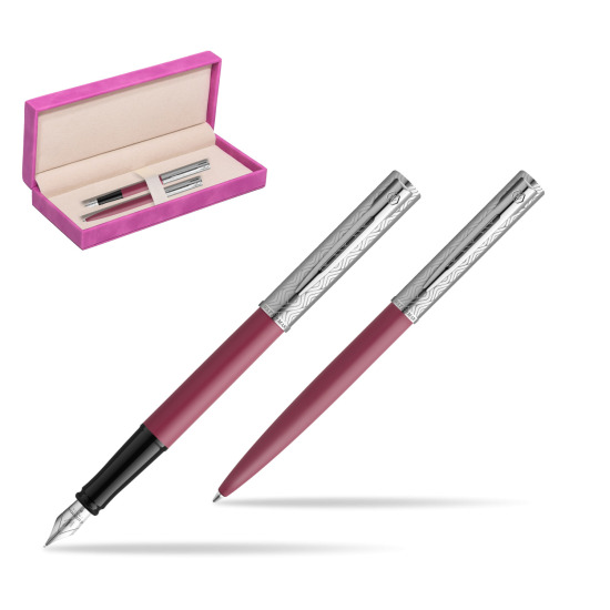 Waterman Penna Stilografica + Penna a Sfera Allure Deluxe Pink in suede box fuchsia