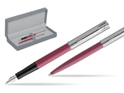 Waterman Penna Stilografica + Penna a Sfera Allure Deluxe Pink in suede box grey