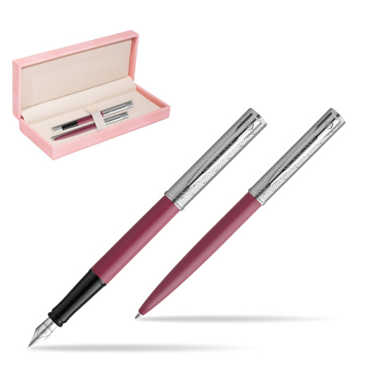 Waterman Penna Stilografica + Penna a Sfera Allure Deluxe Pink in suede box pink