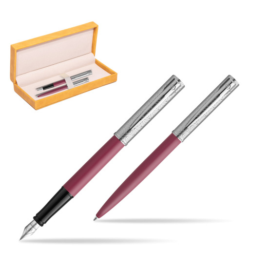 Waterman Penna Stilografica + Penna a Sfera Allure Deluxe Pink in suede box yellow