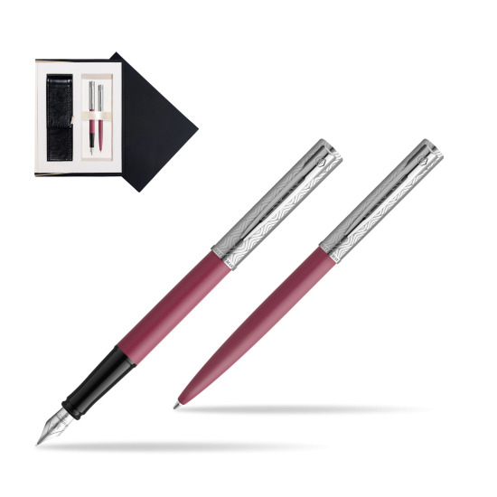 Waterman Penna Stilografica + Penna a Sfera Allure Deluxe Pink in suede box black