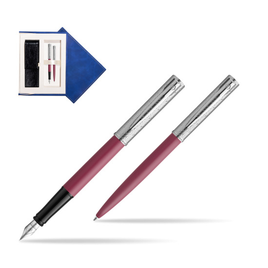 Waterman Penna Stilografica + Penna a Sfera Allure Deluxe Pink in suede box navy blue