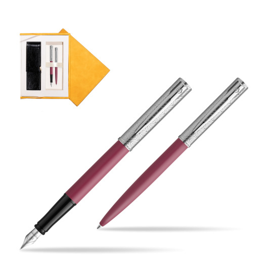 Waterman Penna Stilografica + Penna a Sfera Allure Deluxe Pink in suede box yellow