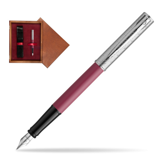 Waterman Allure Deluxe Pink Penna Stilografica in single wooden box Mahogany Single Maroon