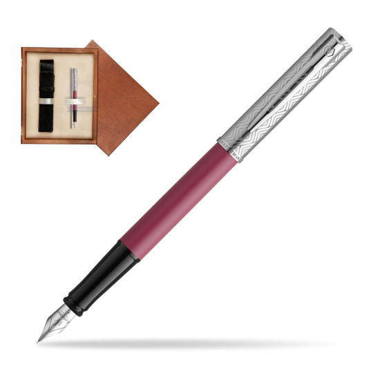 Waterman Allure Deluxe Pink Penna Stilografica in single wooden box Mahogany Single Ecru