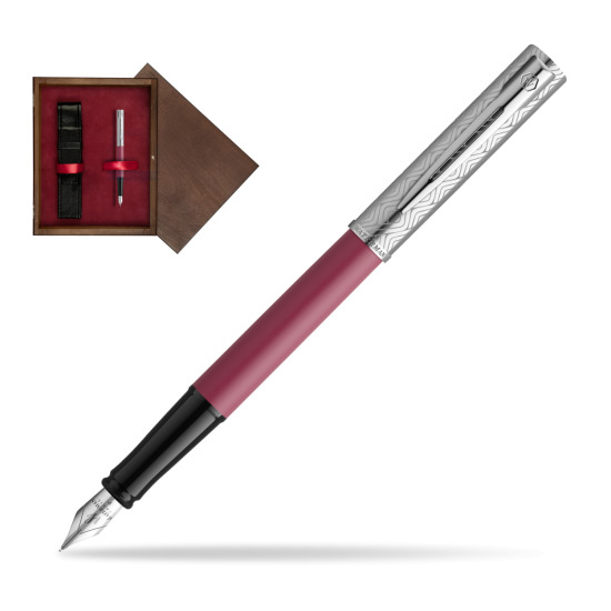 Waterman Allure Deluxe Pink Penna Stilografica in single wooden box Wenge Single Maroon