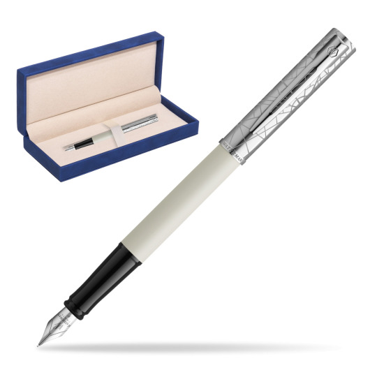 Waterman Allure Deluxe White Penna Stilografica in suede box navy blue