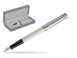 Waterman Allure Deluxe White Penna Stilografica in suede box grey