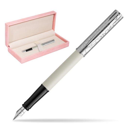 Waterman Allure Deluxe White Penna Stilografica in suede box pink