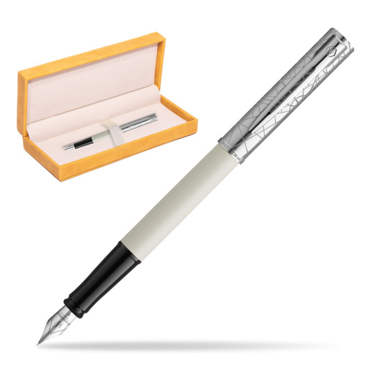 Waterman Allure Deluxe White Penna Stilografica in suede box yellow