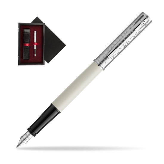 Waterman Allure Deluxe White Penna Stilografica in single wooden box Black Single Maroon