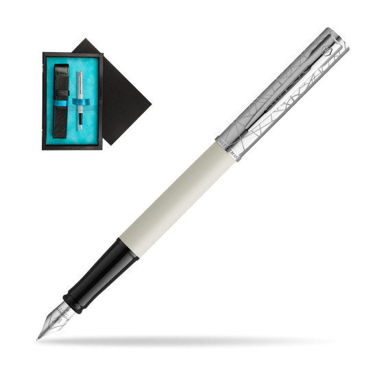 Waterman Allure Deluxe White Penna Stilografica in single wooden box Black Single Turquoise