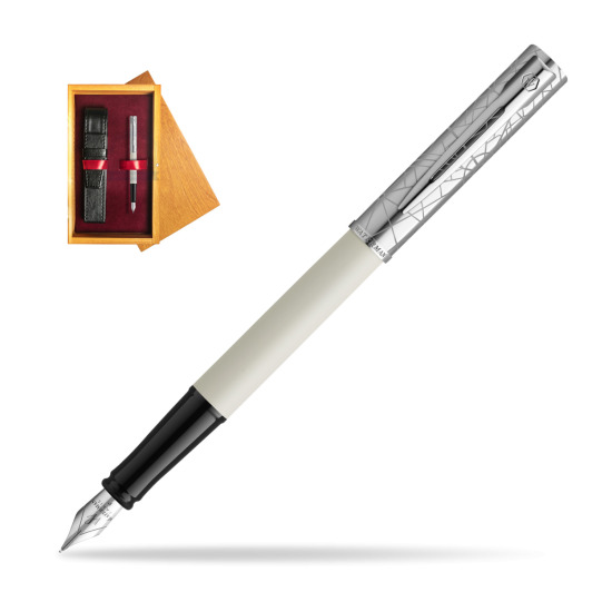Waterman Allure Deluxe White Penna Stilografica in single wooden box Honey Single Maroon