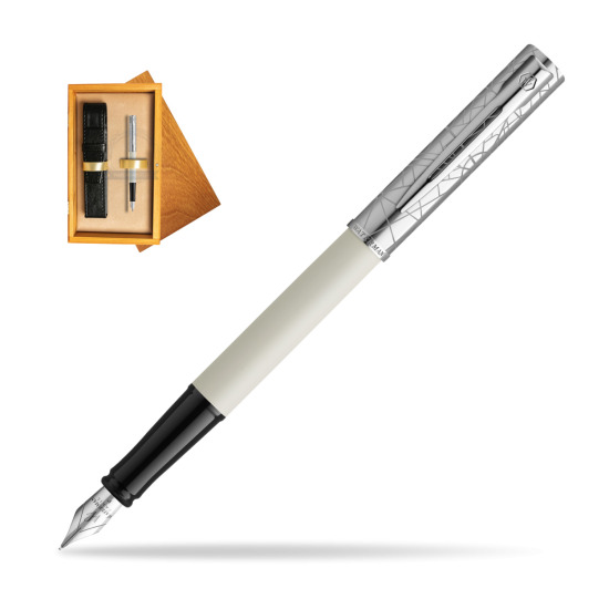 Waterman Allure Deluxe White Penna Stilografica in single wooden box Honey Single Ecru