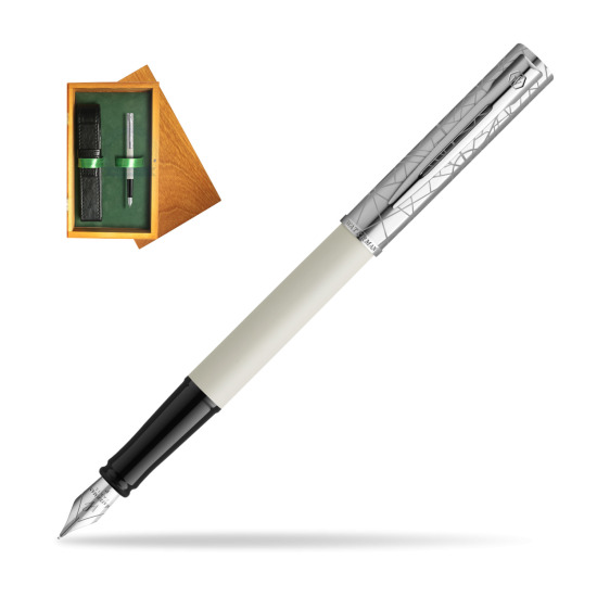 Waterman Allure Deluxe White Penna Stilografica in single wooden box Honey Single Green