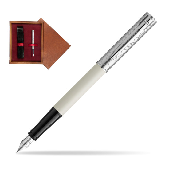 Waterman Allure Deluxe White Penna Stilografica in single wooden box Mahogany Single Maroon