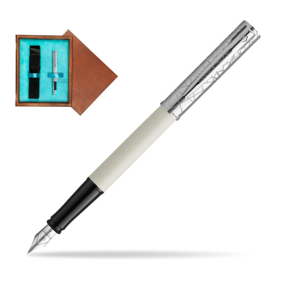 Waterman Allure Deluxe White Penna Stilografica in single wooden box Mahogany Single Turquoise 