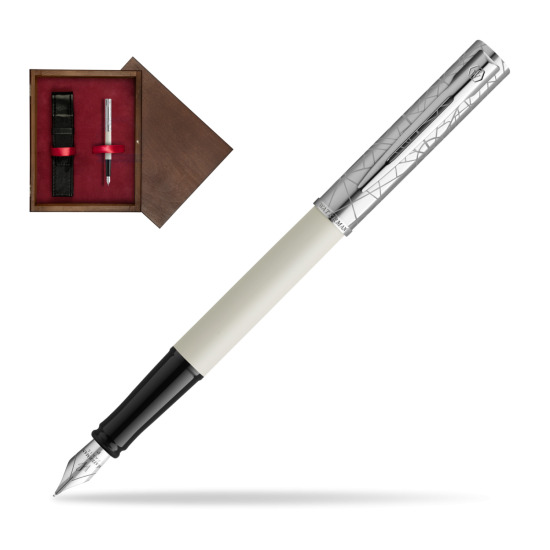 Waterman Allure Deluxe White Penna Stilografica in single wooden box Wenge Single Maroon
