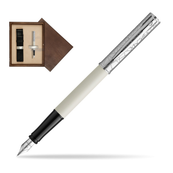 Waterman Allure Deluxe White Penna Stilografica in single wooden box Wenge Single Ecru