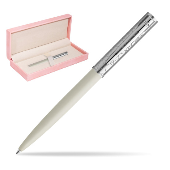 Waterman Allure Deluxe White Penna a Sfera in suede box pink