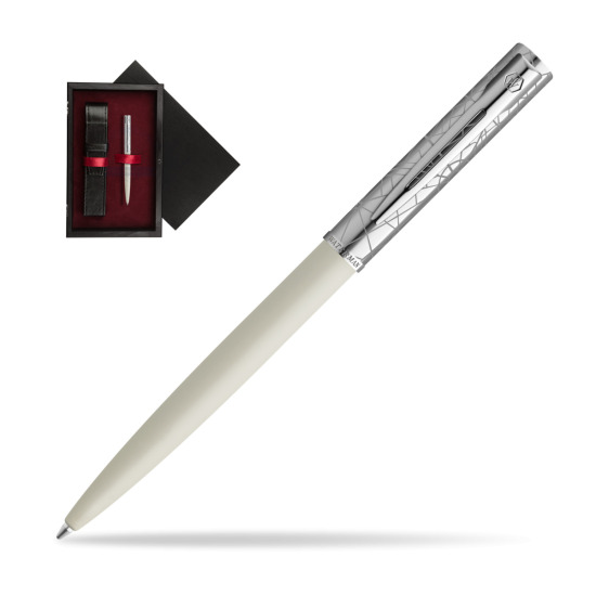 Waterman Allure Deluxe White Penna a Sfera in single wooden box Black Single Maroon