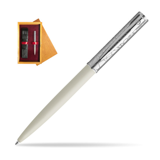 Waterman Allure Deluxe White Penna a Sfera in single wooden box Honey Single Maroon