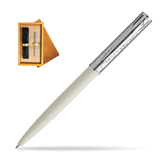 Waterman Allure Deluxe White Penna a Sfera in single wooden box Honey Single Ecru