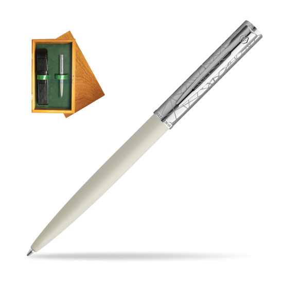 Waterman Allure Deluxe White Penna a Sfera in single wooden box Honey Single Green