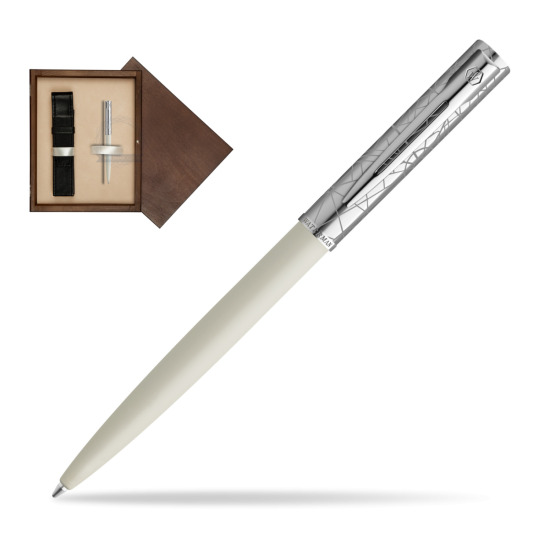 Waterman Allure Deluxe White Penna a Sfera in single wooden box Wenge Single Ecru