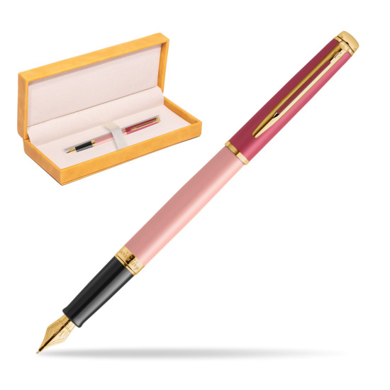Waterman HÉMISPHÈRE COLOR-BLOCK PINK GT Penna Stilografica in suede box yellow