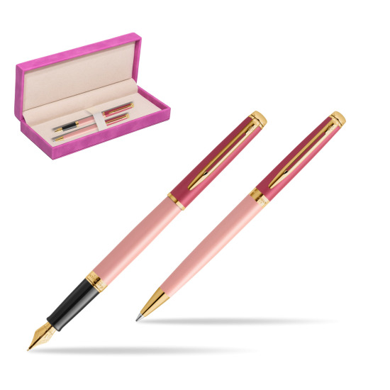 Waterman Penna Stilografica + Penna a Sfera HÉMISPHÈRE COLOR-BLOCK PINK GT in suede box fuchsia