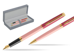 Waterman Penna Stilografica + Penna a Sfera HÉMISPHÈRE COLOR-BLOCK PINK GT in suede box grey