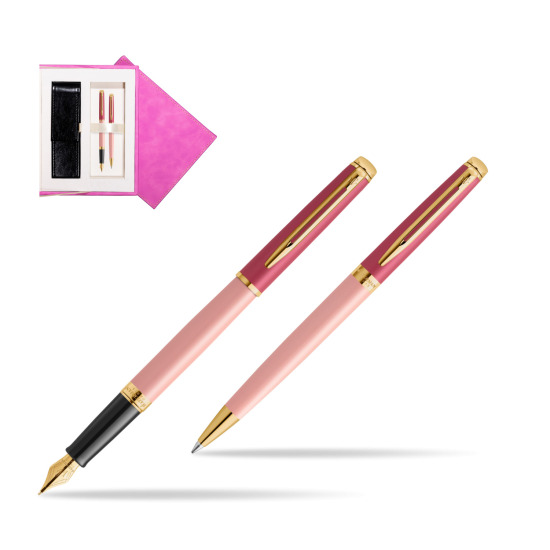 Waterman Penna Stilografica + Penna a Sfera HÉMISPHÈRE COLOR-BLOCK PINK GT in suede box fuchsia