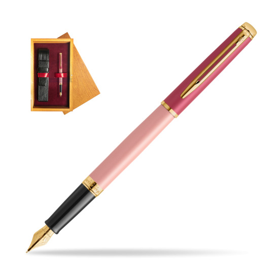 Waterman HÉMISPHÈRE COLOR-BLOCK PINK GT Penna Stilografica in single wooden box Honey Single Maroon