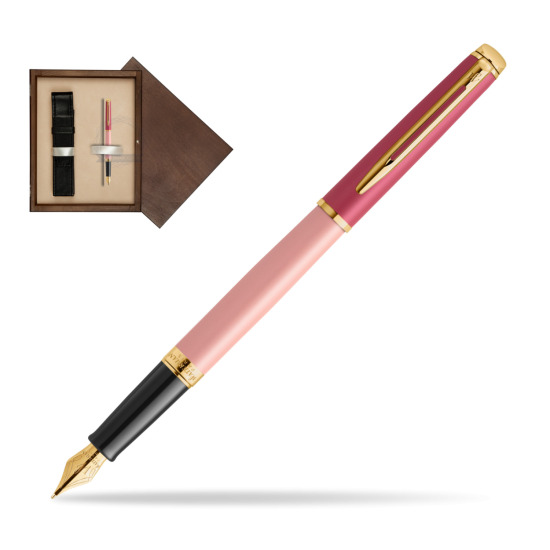 Waterman HÉMISPHÈRE COLOR-BLOCK PINK GT Penna Stilografica in single wooden box Wenge Single Ecru