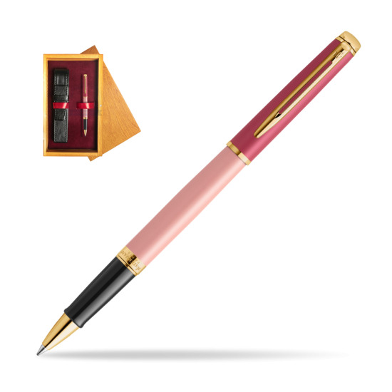 Waterman HÉMISPHÈRE COLOR-BLOCK PINK GT  Roller Kugelschreiber in single wooden box Honey Single Maroon