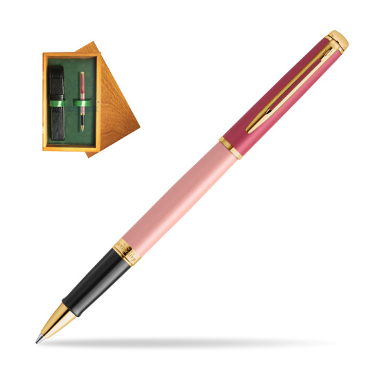 Waterman HÉMISPHÈRE COLOR-BLOCK PINK GT  Roller Kugelschreiber in single wooden box Honey Single Green