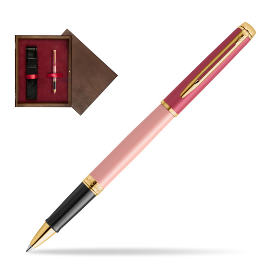 Waterman HÉMISPHÈRE COLOR-BLOCK PINK GT  Roller Kugelschreiber in single wooden box Wenge Single Maroon