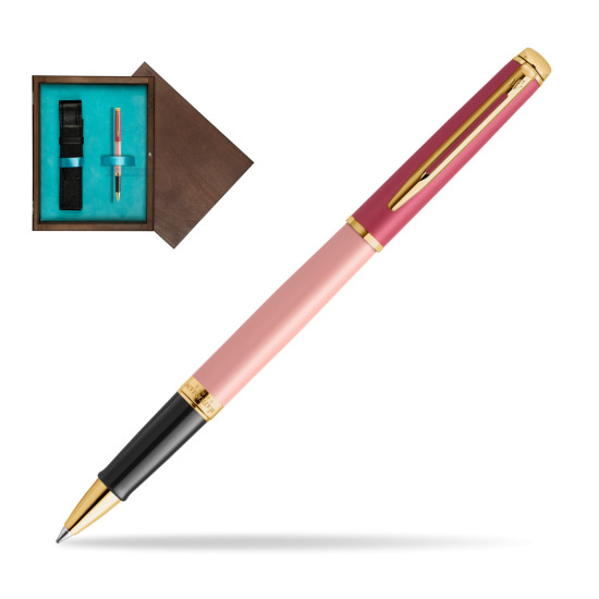 Waterman HÉMISPHÈRE COLOR-BLOCK PINK GT  Roller Kugelschreiber in single wooden box Wenge Single Turquoise 