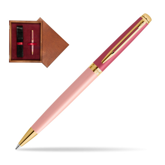 Waterman HÉMISPHÈRE COLOR-BLOCK PINK GT Penna a Sfera in single wooden box Mahogany Single Maroon