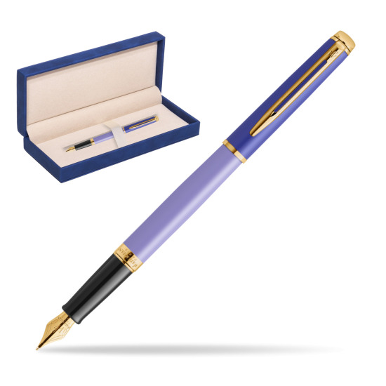 Waterman HÉMISPHÈRE COLOR-BLOCK PURPLE Penna Stilografica in suede box navy blue