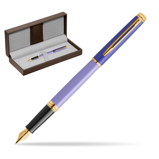Waterman HÉMISPHÈRE COLOR-BLOCK PURPLE Stylo-plume in the brown leather box